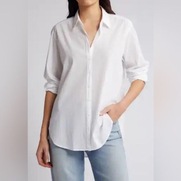 Soma WKND Relaxed Fit Linen Button Down Shirt In Optic White Size M - Picture 1 of 10
